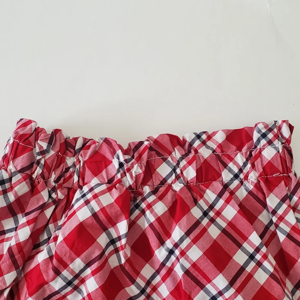 Gymboree Girls Red White Blue Plaid Stars Cotton Fit & Flare Skirt 4 Patriotic